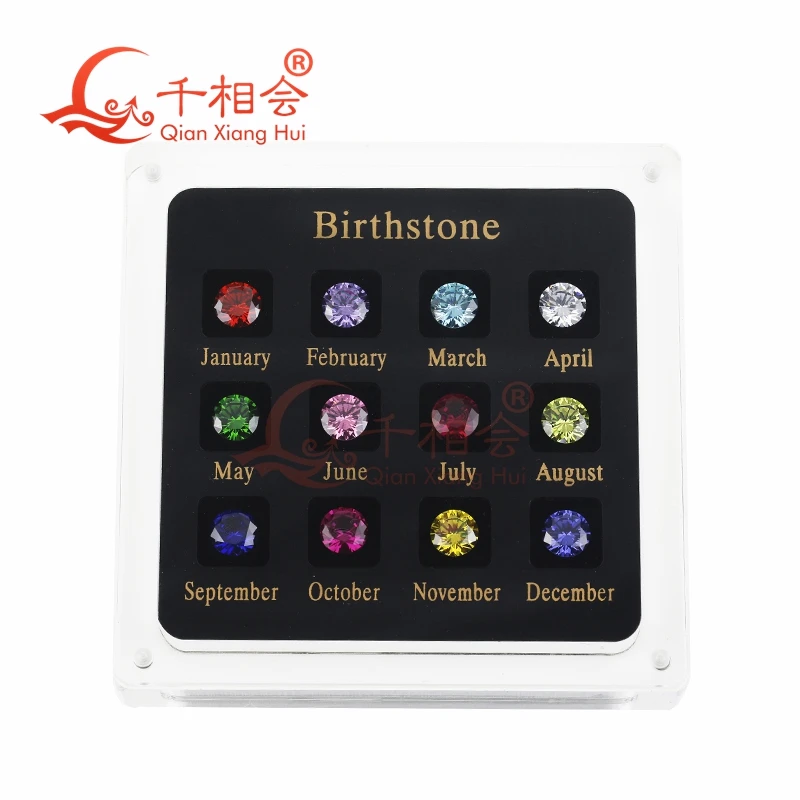 12 Birthstone Cubic Zirconia  Corundum Loose Gem Stone CZ Display Tools Box Diamond Tester Master Set for Jewelry Identification