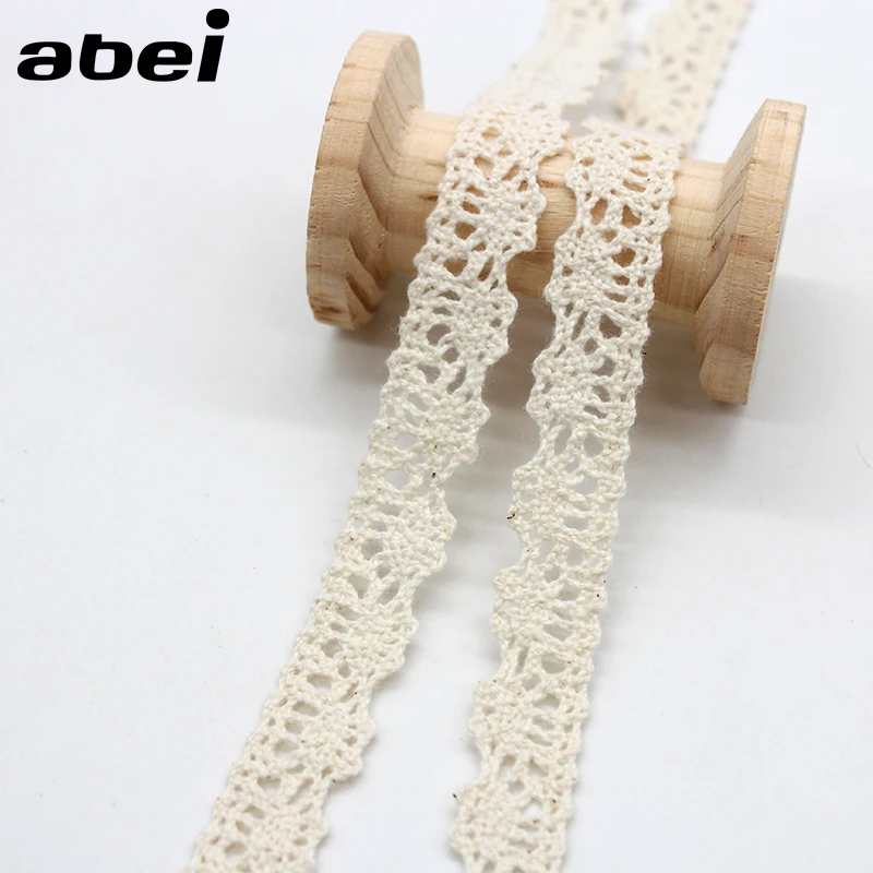 10yards/Lot 1.3cm Embroidered Cotton Lace Trims Beige Ribbon Curtain Sweater Tablecover Fabric Edge Wrap Garment Accessories