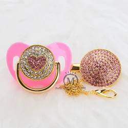 MIYOCAR BLING multi colors pink heart pacifier and pacifier clip unique design for baby SGS certificate safe and unique AH-3