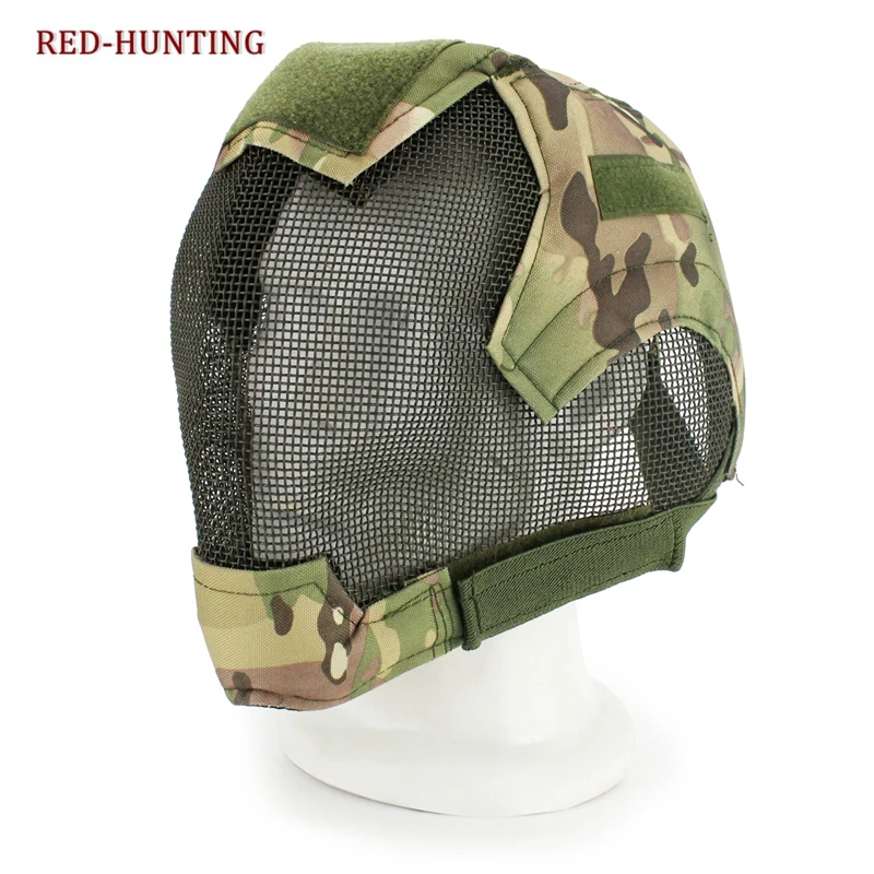 Caça tático completo-coberto máscaras militar airsoft paintball aço malha máscara paintball acessórios