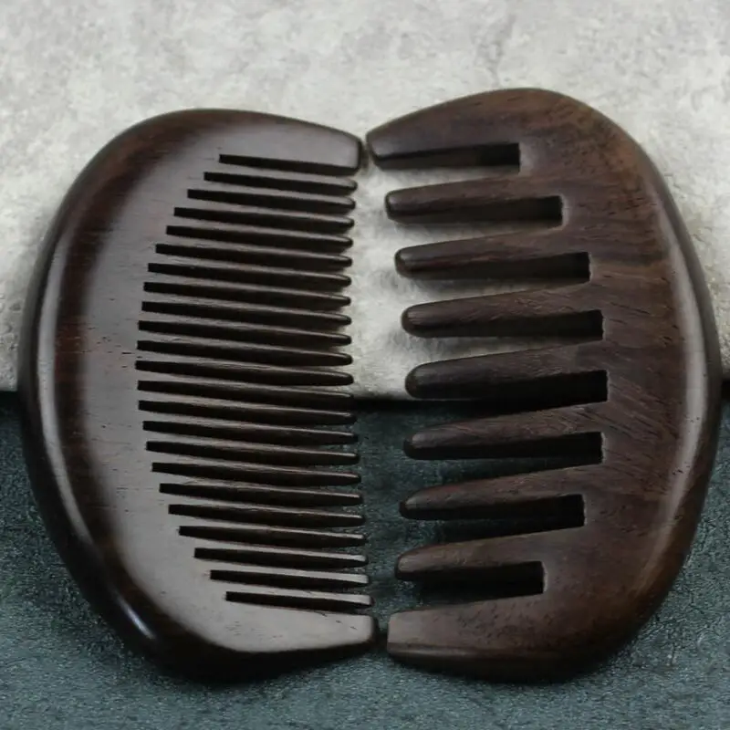 

2pcs Retro Natural Africa Black sandalwood combs hairbrush anti-static health Massage Hair Brush Wooden Comb peine beard comb