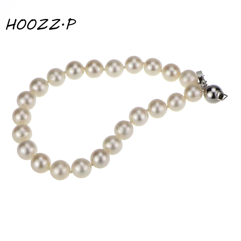 HOOZZ.P  Classic White Freshwater Cultured Real Pearl Bracelet For Women Customizable Various Sizes 6-7mm AA Quality