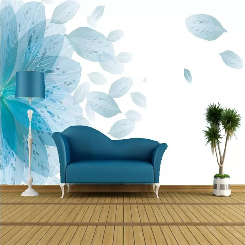 

Modern minimalist elegant blue wall cloth 3D TV background wall manufacturer wholesale wallpaper mural custom photo wall