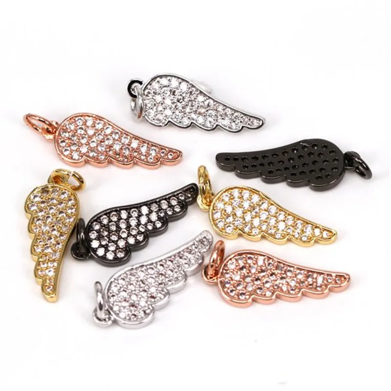 

Fashion Micro Pave Angel Wing Pendant Accessories CZ Angel Wing Charm Unisex Men Women Necklace Hand Chain Bracelet