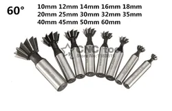 1PCS 60 Degree HSS Dovetail Milling Cutters 60 Degree 10mm 12mm 14mm 16mm 18mm 20mm 25mm 30mm 32mm 35mm 40mm 45mm 50mm 60mm