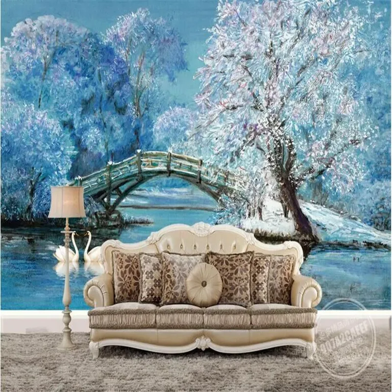 European oil painting landscape oil painting wall professional production of wallpaper mural custom home wall