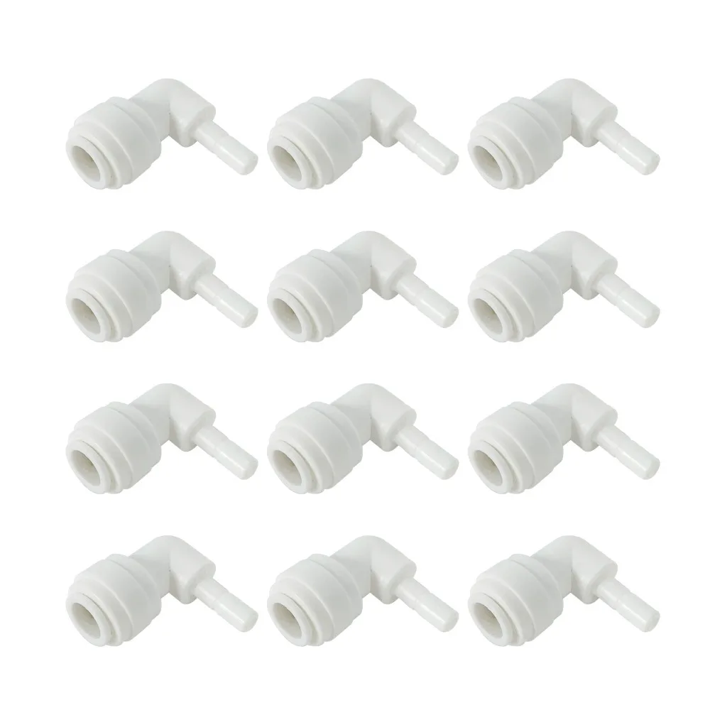 الجذعية الكوع موصل 1/4 "x 3/8" الاتصال السريع تركيب أجزاء للمياه مرشحات و التناضح العكسي RO أنظمة -12 حزمة