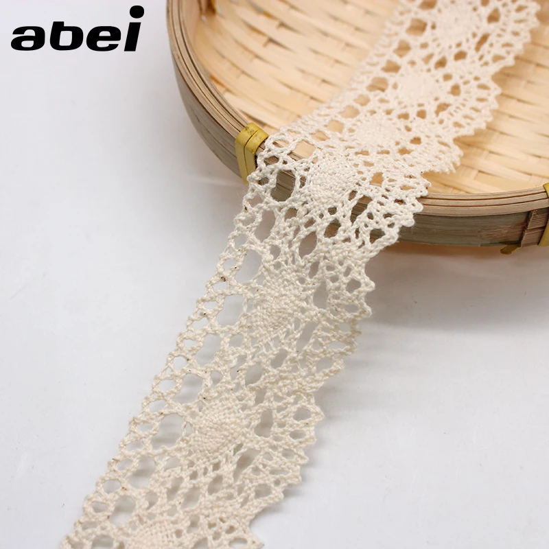 5yards/lot 4cm Hollow Beige Cotton Lace Trims Dress Sweater Clothes Edge Embellishment DIY Patchwork Handmade Sewing Craft