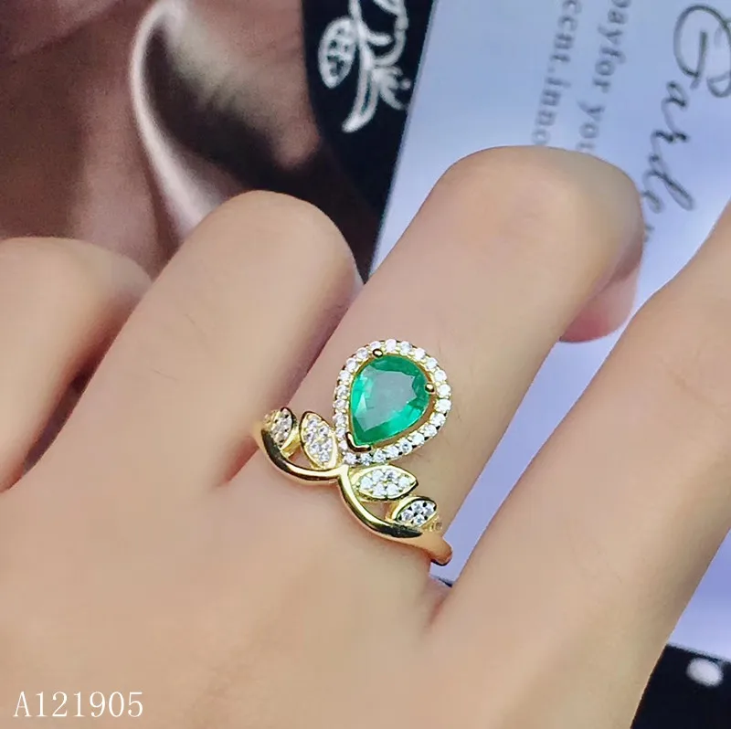 

KJJEAXCMY boutique jewelry 925 sterling silver inlaid natural emerald green emerald gem ladies luxury ring support detection