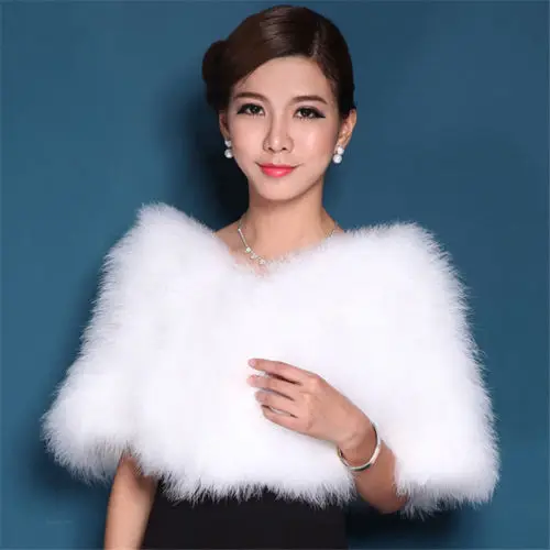 Fashion natural ostrich feather fur bridal wraps wedding accessory turkey fur women scarf shawl S62