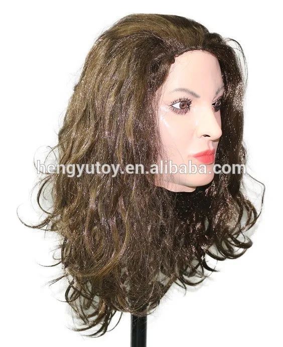 Realistic Human Face Mask Female Rubber Costume Party Props Latex Crossdressing Sexy Female Mask for Transgender Dress Up