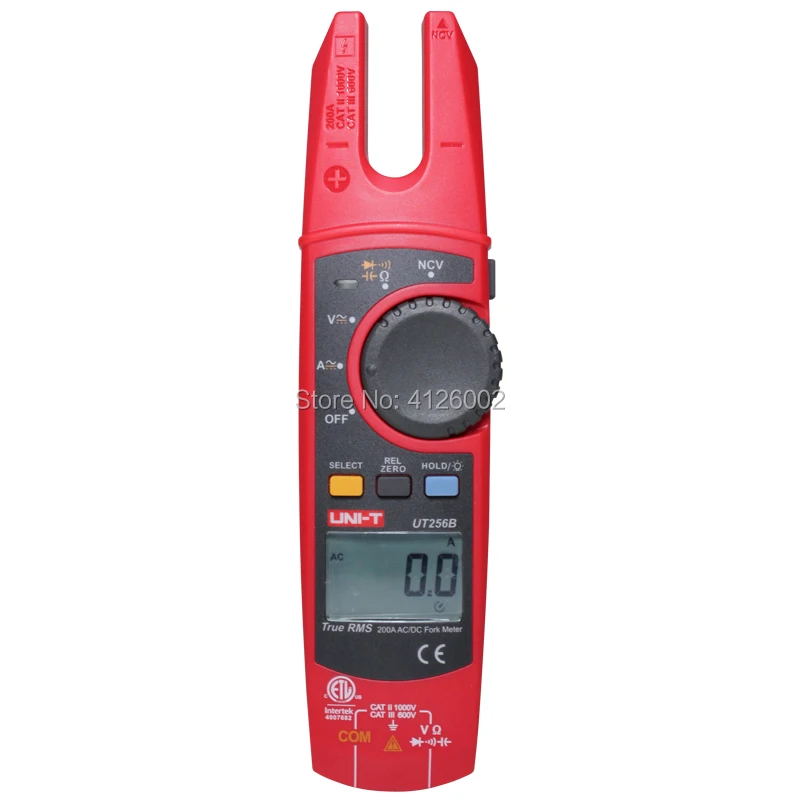 UNI-T UT256B 200A True RMS Fork Meter; AC/DC Ammeter, Resistance/Capacitance/NCV/Diode Test, LCD Backlight