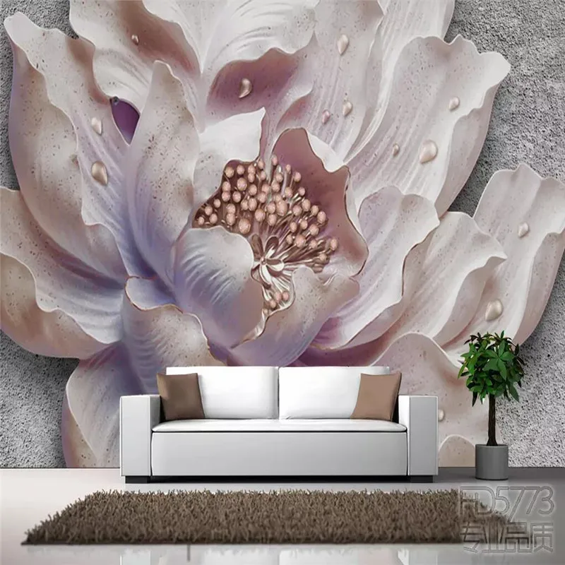 

Custom Mural Wallpaper Flower Sofa TV Background Wall