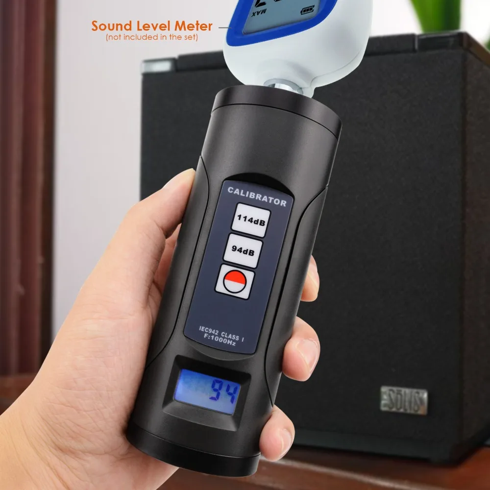 Calibrador de Medidor de nivel de sonido digital 94dB y 114dB para micrófono de 1/2 "y 1" pulgadas, herramienta profesional de calibración de decibelios de ruido