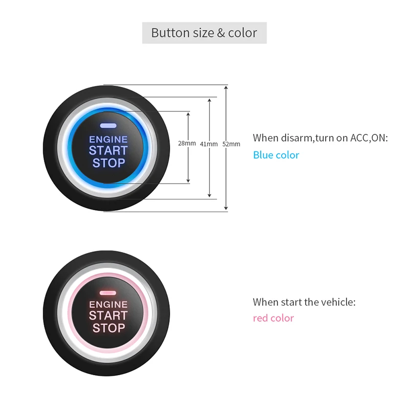 EASYGUARD w celu uzyskania push start stop przycisk do ec002 serii P2 styl, niebieski, czerwony