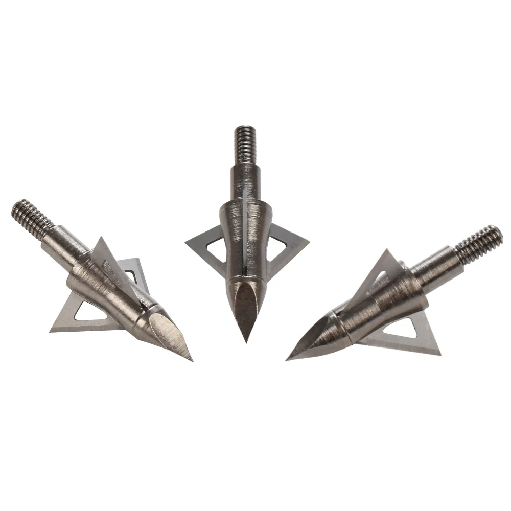 12Pcs Broadhead 100 125 Grain Hunting Arrow Head 3 Blades 8.8mm Archery Bow Outdoor Target Hunting Beast