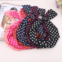 1Pc Cute Dot Dots lip print flower Bunny Rabbit Ear Ribbon Headwear Hairband Metal Wire Scarf Headband Hair Band Accessories