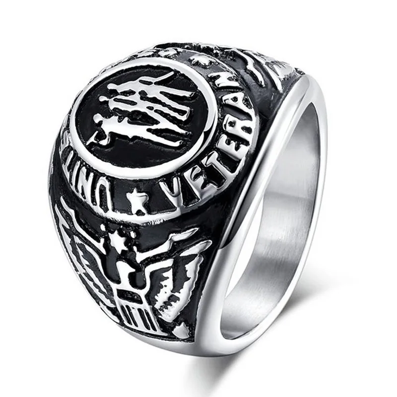 US Military Veteran Ring War Veteran Jewelry Military Rings for Army, Navy, Marines, Air Force, Coast Guard Officers Military