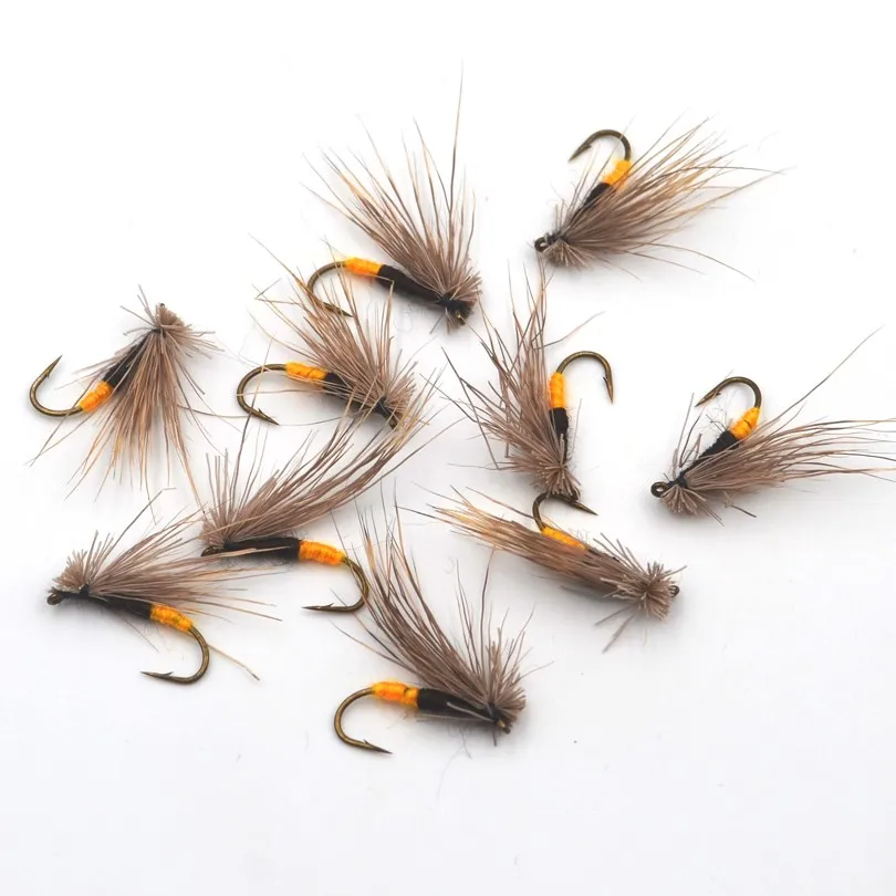 MNFT 10PCS Orange Black gold Trout Flies Outdoor Fly Fishing Artificial Bait #10