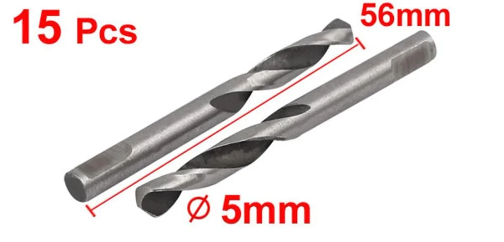 15pcs Pilot Drill Bits 5mmx56mm M42 HSS 2-Flute Pilot Drilling Drill Bits For Hole Saw Arbor Reduces Lock-up On Breakthrough