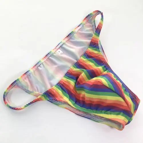 G3774 Mens String Bikini Stripe polyester nylon Spandex Narrow Waist Prints More Options Swim fabric