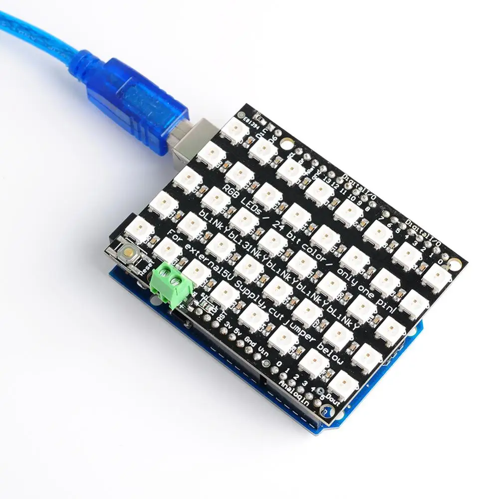 40 RGB LED WS2812B 5X8 Pixel Dot Matrix Shield Addressable LED Module Board for Arduino