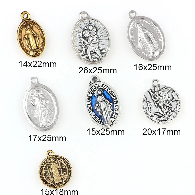 Religious  Oval Metal Portrait Charms One hole Necklace Link Charm Pendants Center Accessories DIY Jewelry accessories