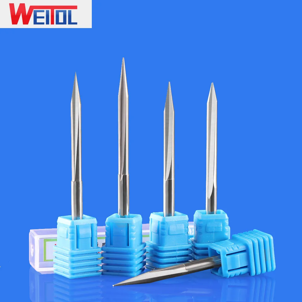 WeiTol 4mm Shank Double Flutes Straight Router Bits V Shape Engraving Bits Straight V Cutting Milling for hardwood