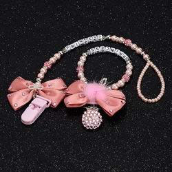 DUNIclip-Ensemble de nom personnalisé pour poussette, jouet de lit, hochet, porte-sucette, breloque de landau rose scintillant