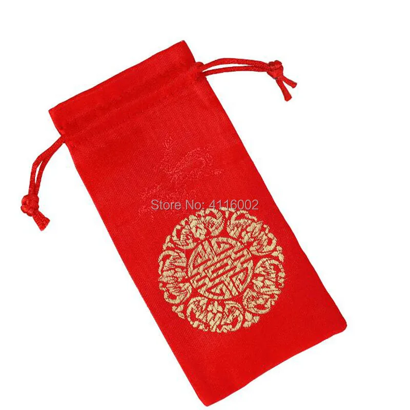 300pcs 15*7.2cm Chinese Blessing Good Fortune Red Drawstring Gift Bag Comb Package Bag Jewelry Incense Bag Sachet