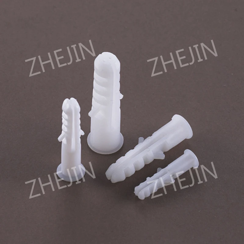 ZHEJIN (500pcs)  Expand Nail 9.9*44.0mm PE Material Wall Ribbed Plastic Anchor Plug without Screws