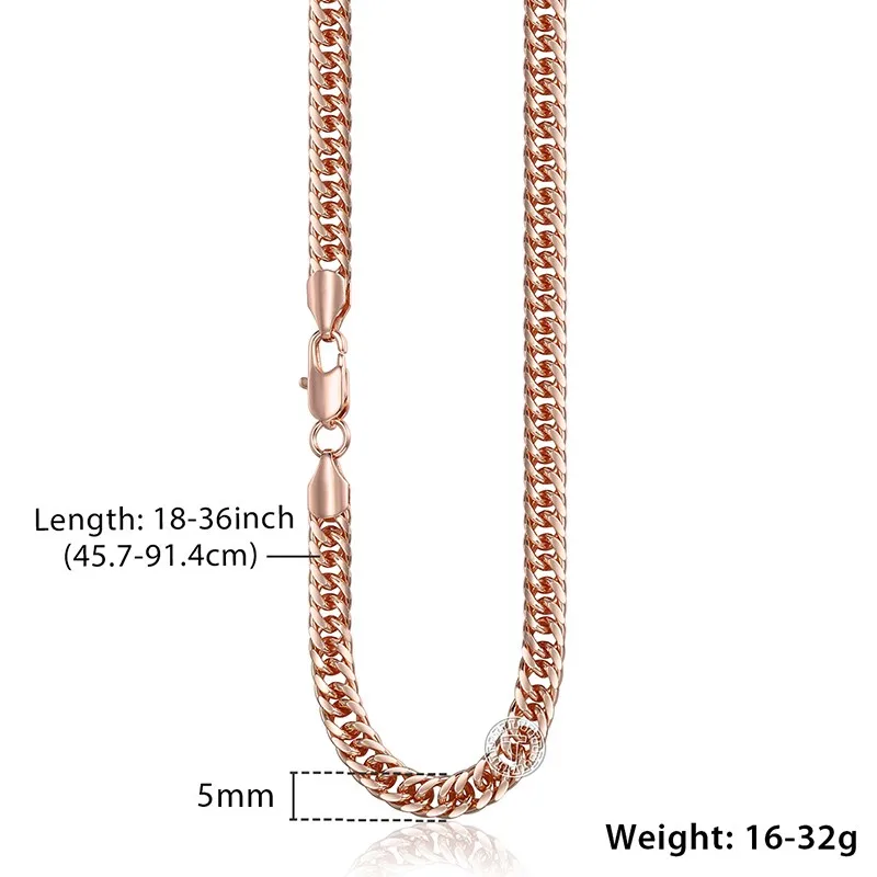 Davieslee Womens Mens Necklace Rose Gold Color Chain Cuban Link Jewelry Trendy Gift 5mm 18-28inch LGN162