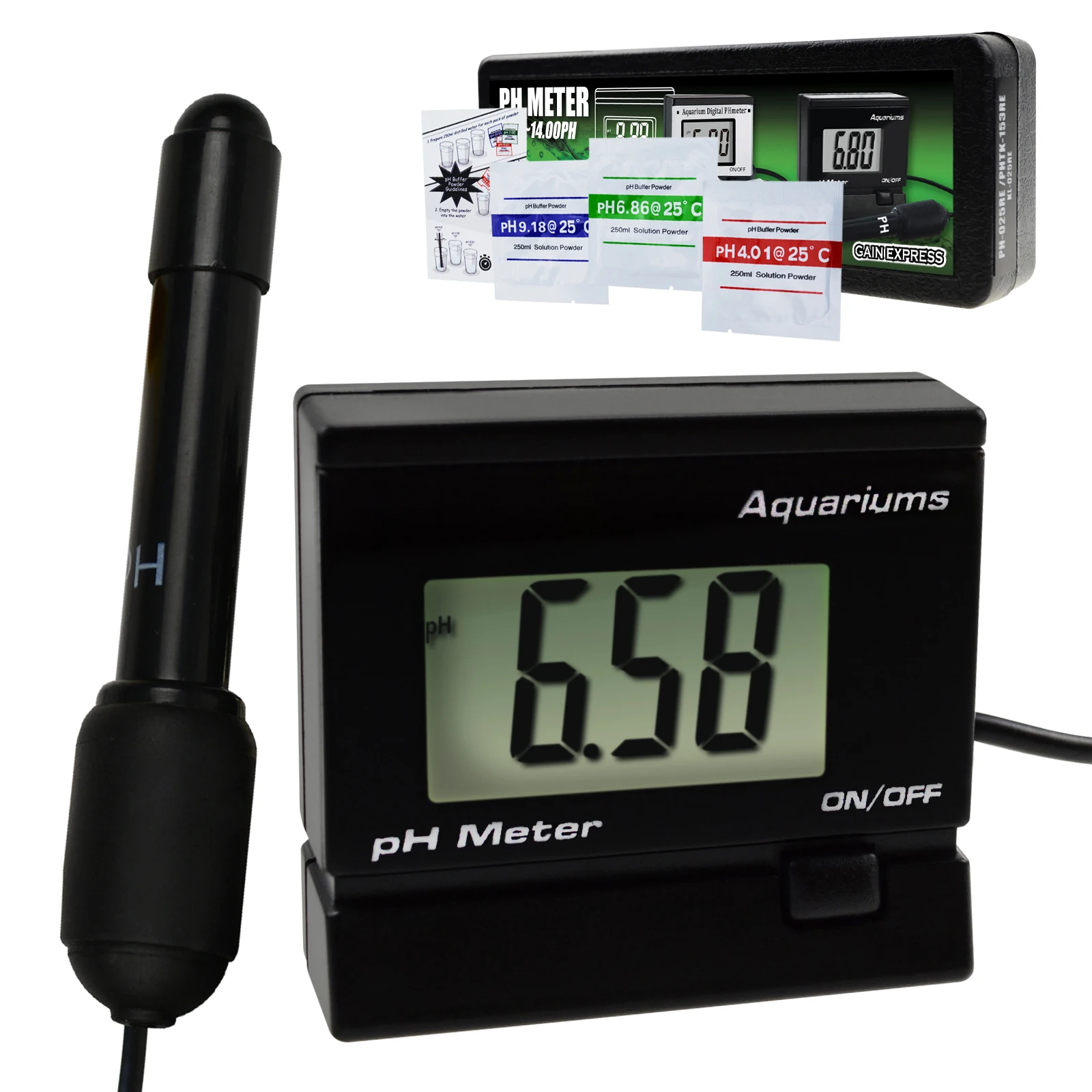 

Digital pH Monitor Meter Water Quality Monitoring Tester ATC 0~14.00pH Kit Replaceable Electrode Probe BNC