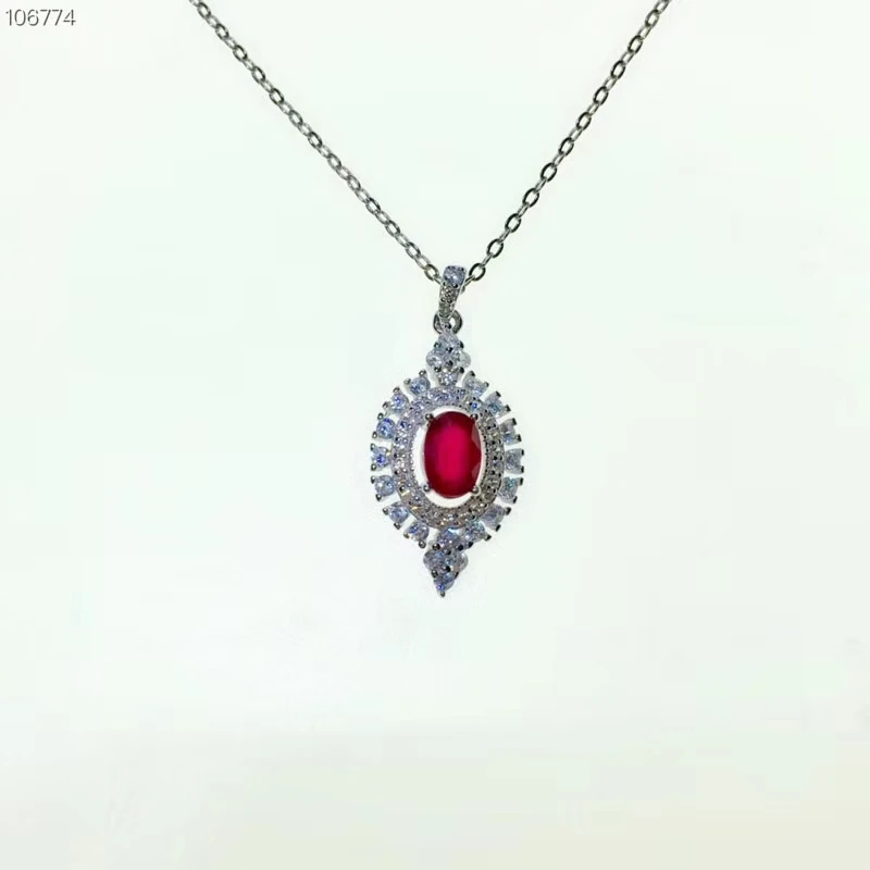 

KJJEAXCMY boutique jewelry 925 sterling silver inlaid natural ruby female models luxury drop pendant necklace support test