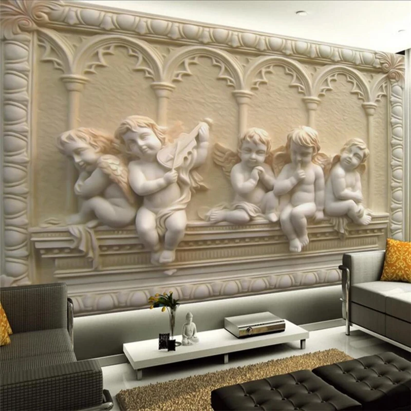 

wellyu European three-dimensional relief mural angel baby wall custom large mural wallpaper papel de parede para quarto