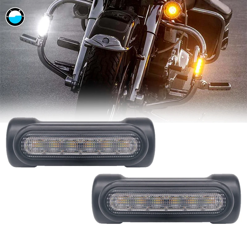 

2 pcs Motorcycle Highway Bar Switchback Turn Signal Light White Amber LED For Crash Bars for victory.