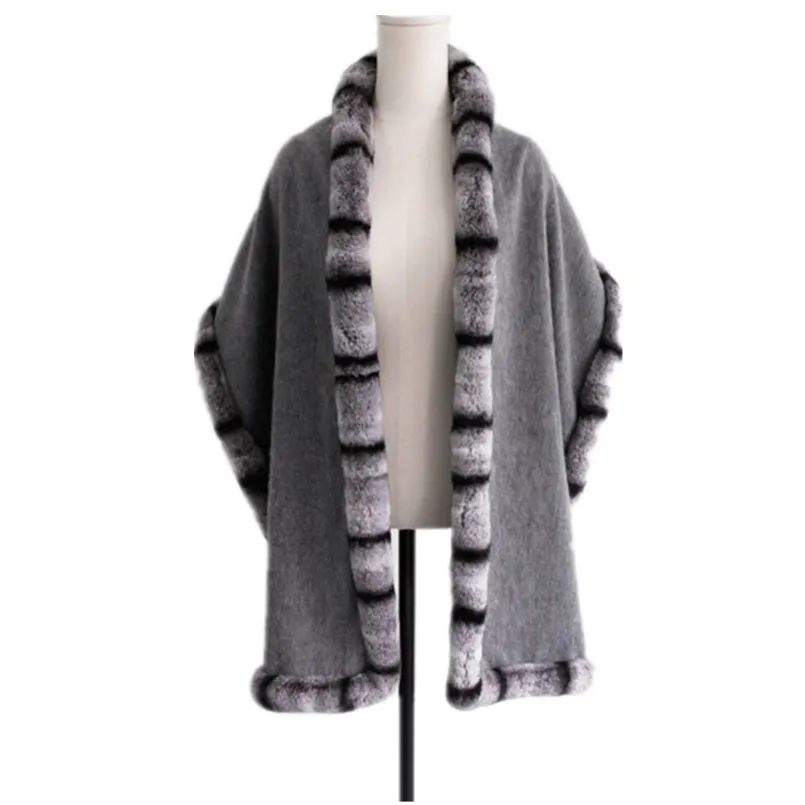 chinchilla fur scarf female ladies winter autumn spring wraps wool women fashion gray wraps S14