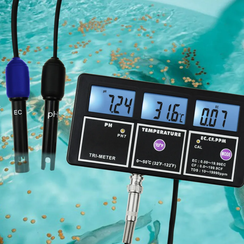 5-in-1 qualità dell\'acqua Multi-parametro PH EC CF TDS(PPM) misuratore di temperatura acquari idroponica piscina serbatoio di pesce stagno bere