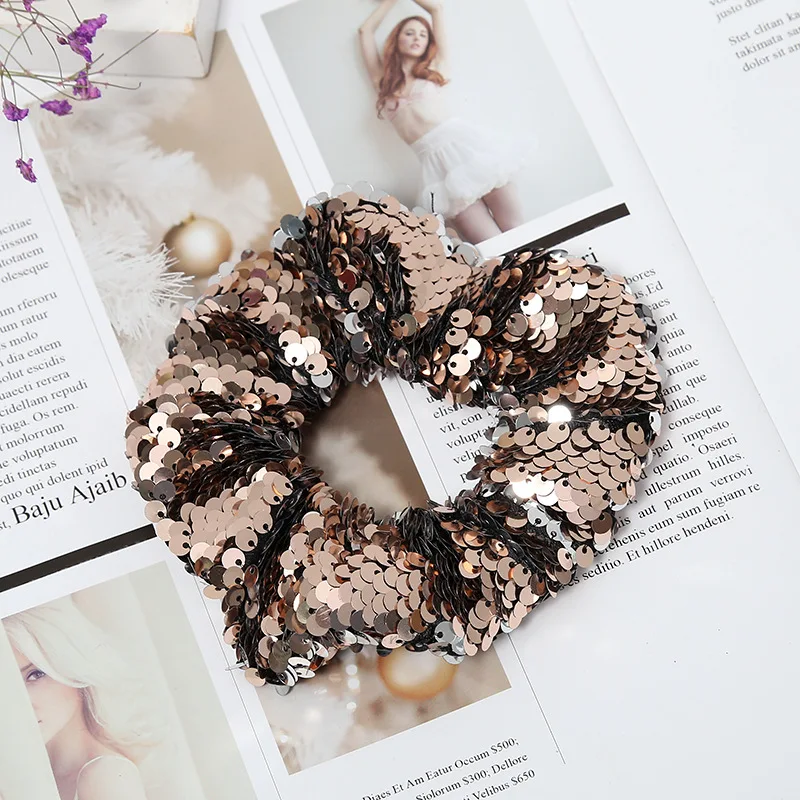 Kolorowe cekiny gumki do włosów damskie akcesoria do włosów Scrunchies elastyczna gumka do włosów muszki kucyk Holder opaska do włosów