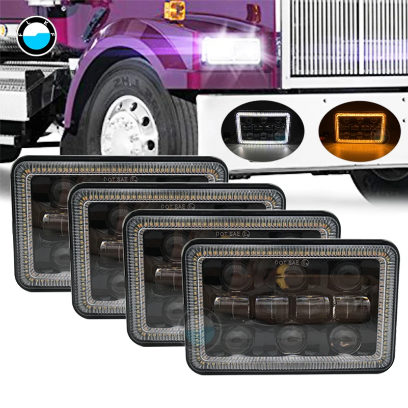 

Rectangular 4x6 LED Headlights Hi/Lo Sealed Beam Replacement Headlamps for GMC Ford Chevrolet Trucks 4 x 6'' Led Headlamp.