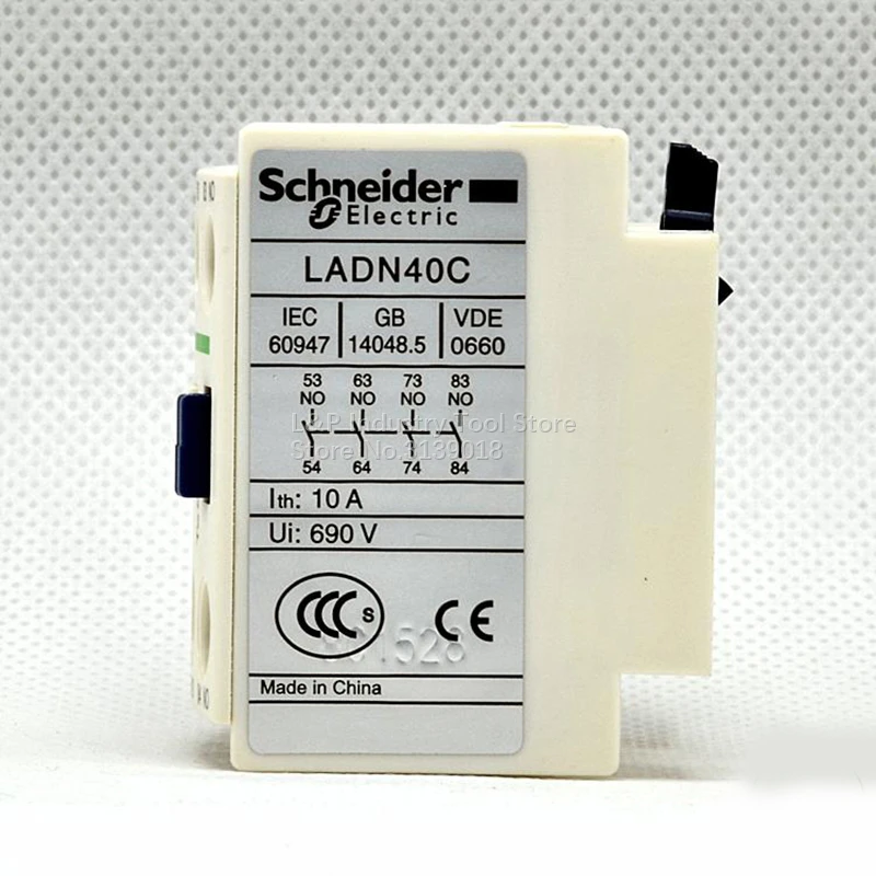 5 шт./лот, оригинальный Schneider, электрическая установка LADN40C, вспомогательный контактный блок, контактное реле 4NO для модуля контактора LC1D