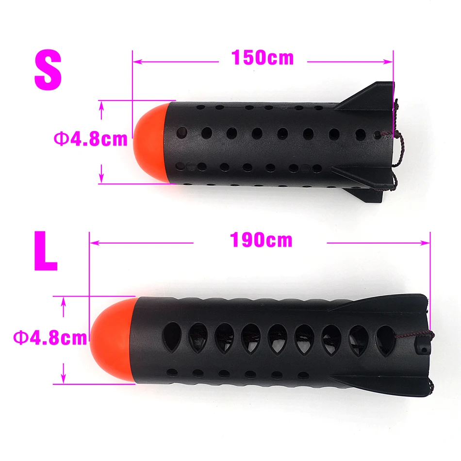 MNFT 2PCS Rocket Float Spod Bomb Feeder Bait Cylindrical Fishing Bait Container Fishing Tackle Feeders