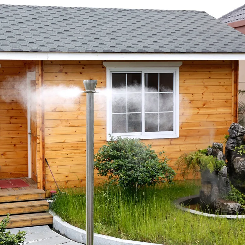 

S192 fog misting system of 2.2M stainless steel mist stand with nozzles and tubing for garden cooling system