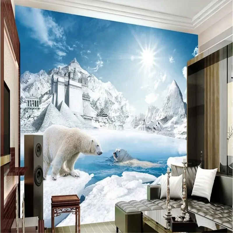 Snow TV background wall painting factory wholesale wallpaper mural custom photo wall