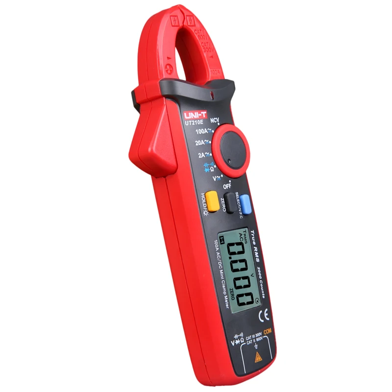 UNI-T UT210E/UT210D Mini Digital Clamp Meters; True RMS100A-200A ammeter, V.F.C./NCV/Temperature test,LCD Backlight