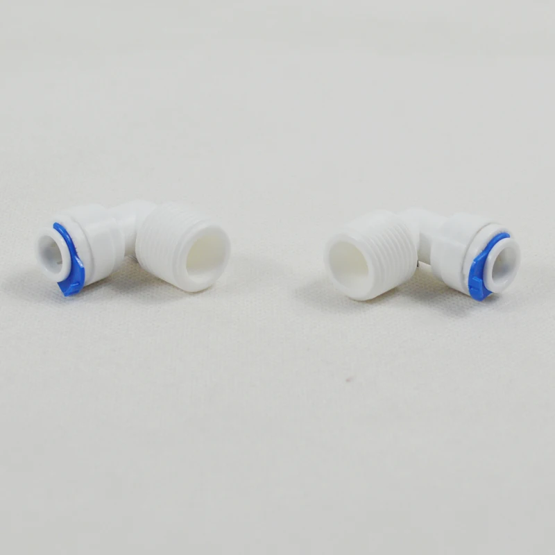 ชายข้อศอก 3/8 "x 3/8" เชื่อมต่ออย่างรวดเร็วสำหรับระบบ RO และกรองน้ำ-2 แพ็ค