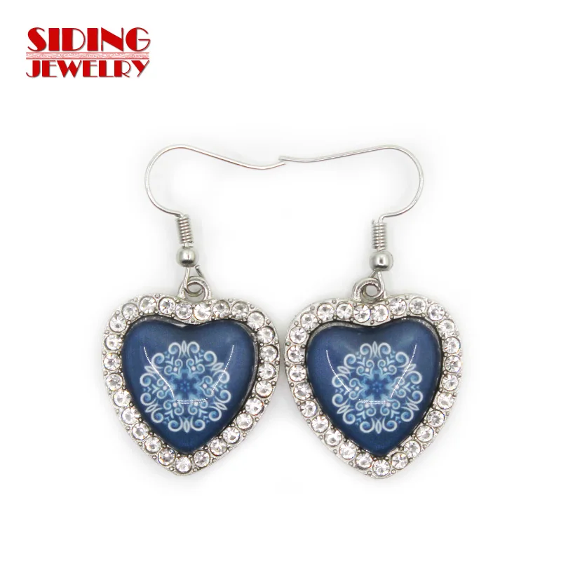 2018 New Arrival 5pair/lot Snowflakes Style 4 Crystal Heart Earring Earrings Charms Fashion Pendientes DIY Jewelry Charms