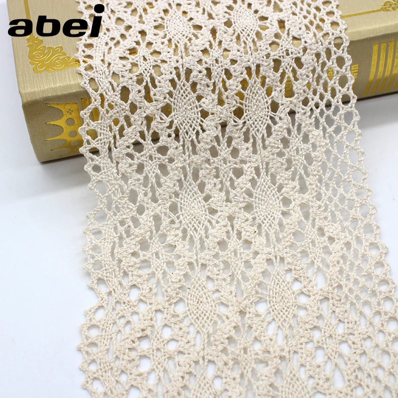 13cm wide 1Yard Handmade Patchwork Cotton Material Cotton Lace Ribbon Beige Color Cotton Lace Trimming Hometexile Decors