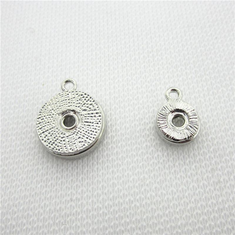 New Arrive Jewelry 50pcs/lot Silver Round Snap Button Necklace Dangle Charms Making Supplies Accessories 12mm 18mm