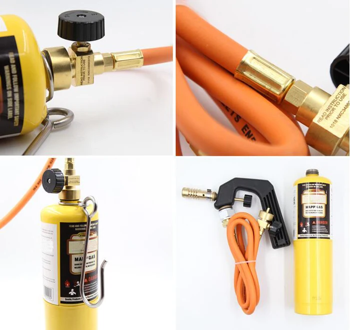 Mini Gas Torch MAPP Soldering Gas Torch Brazing Gun with Handle 1.5 meter Tube Propane Welding Plumbing for One Pound Cylinders